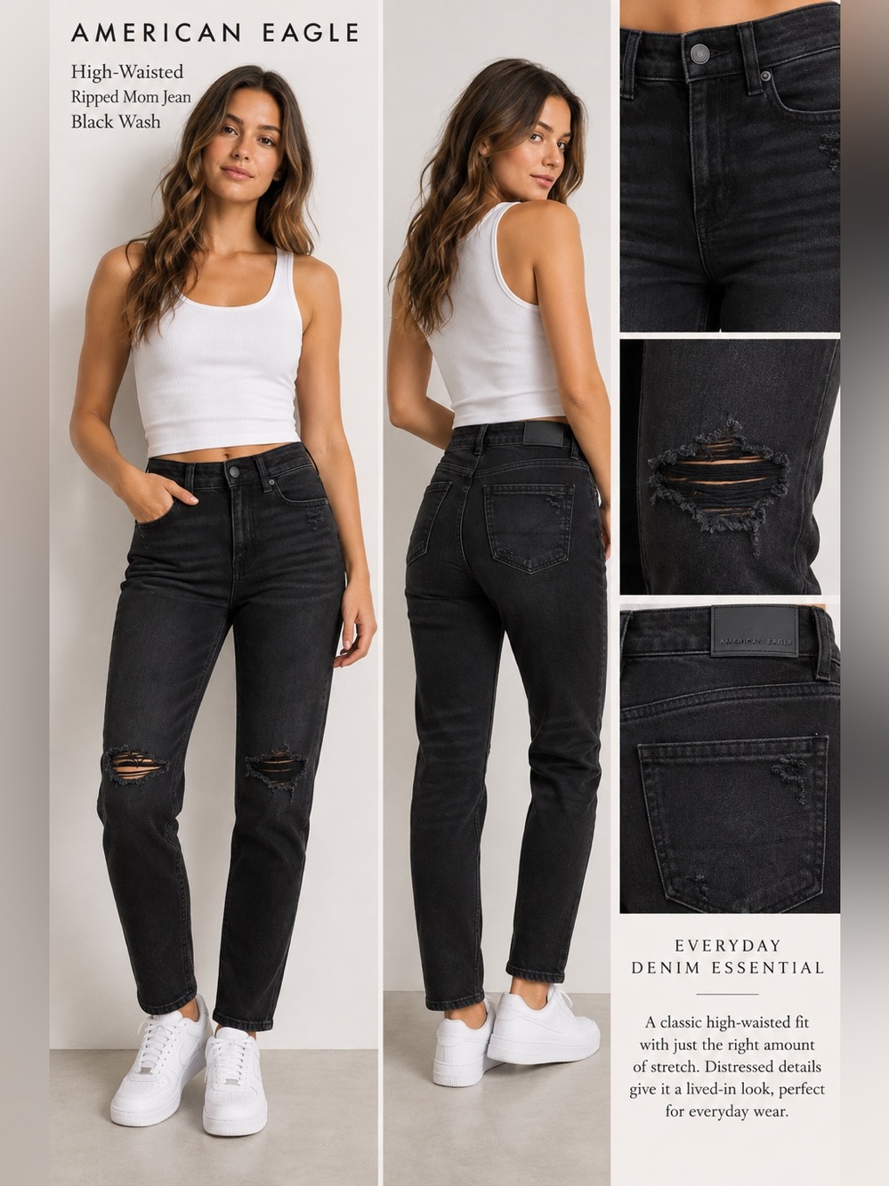 American Eagle black distressed high waisted jeans size 00